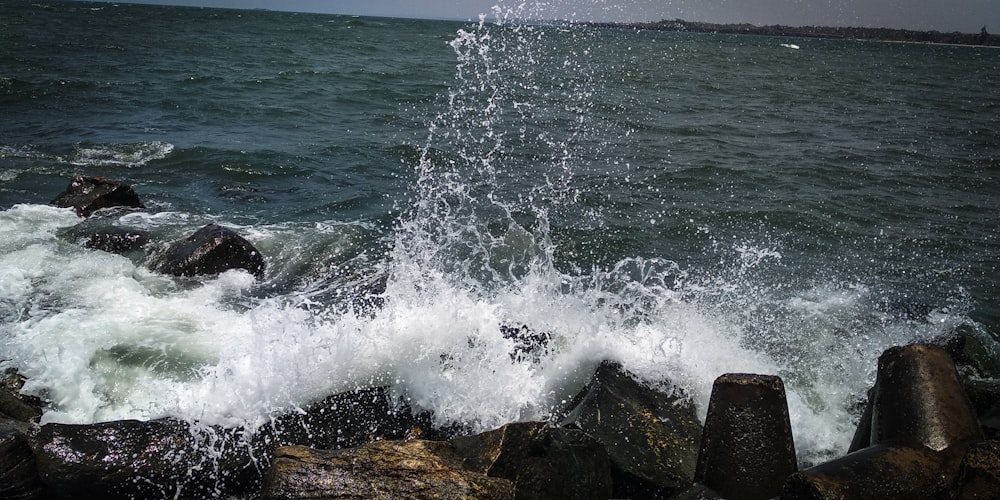 waves crashing on shore