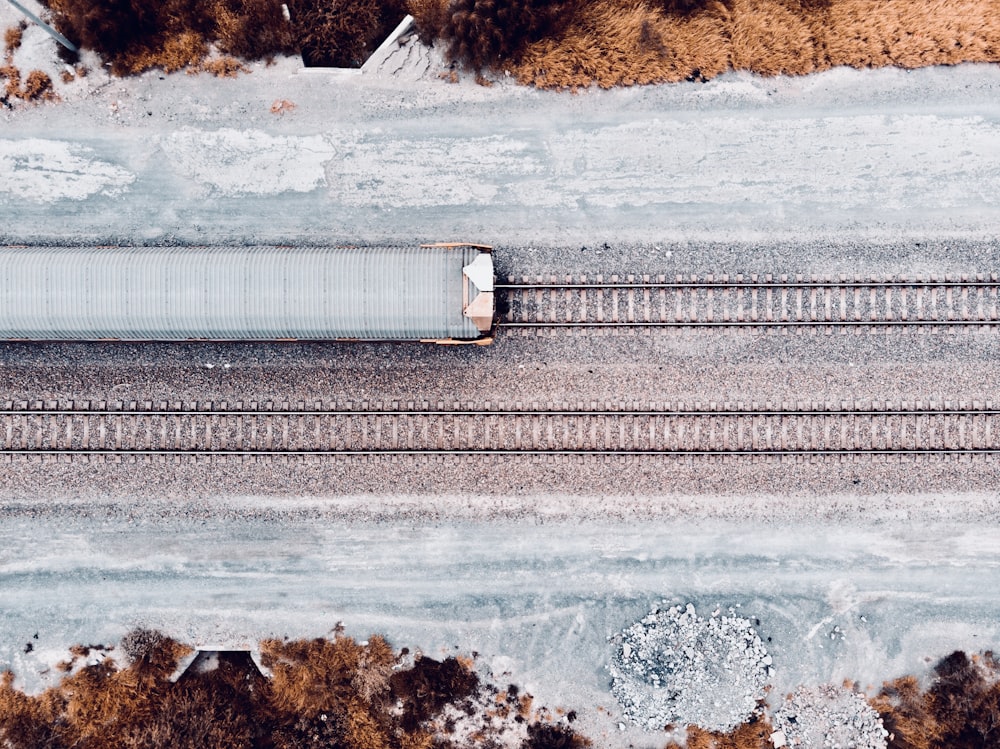 aerial photography of train and rail