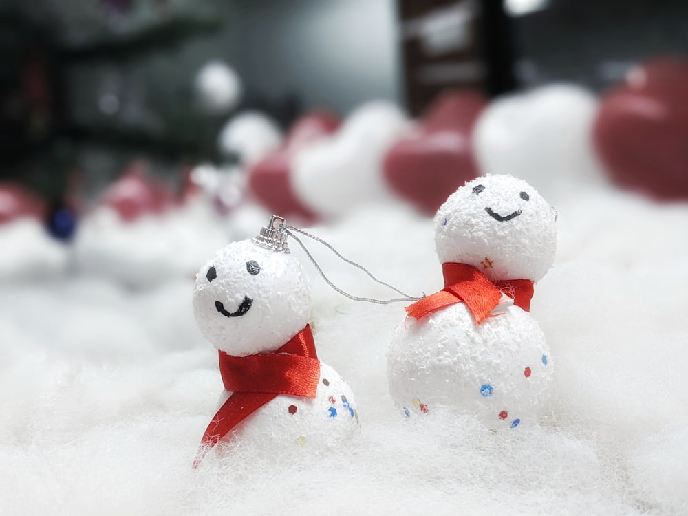 selective focus photography of snowman ornaments