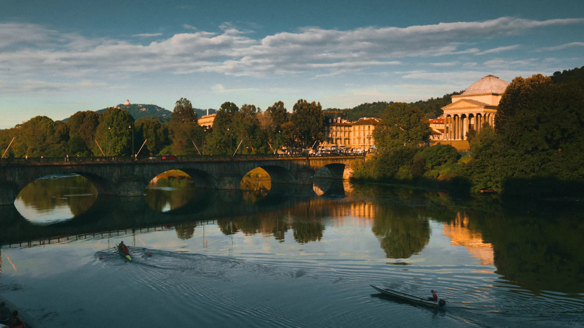 Il Po a Torino al tramonto