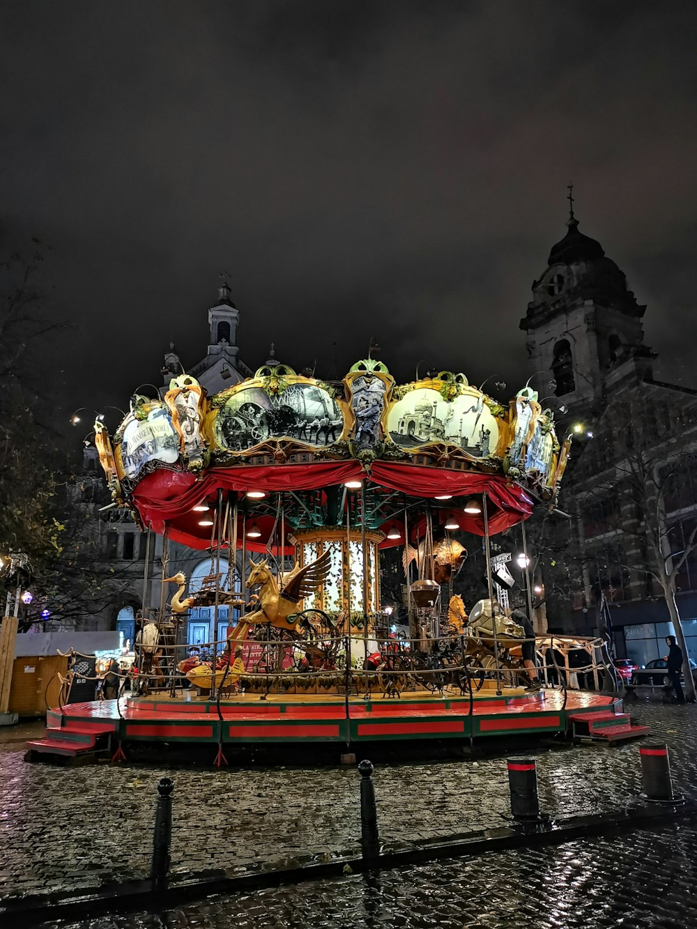 gold and red carousel