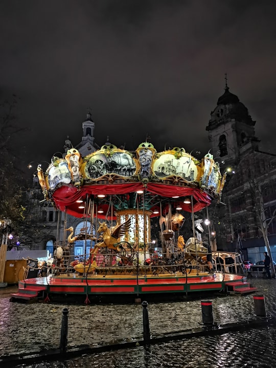 gold and red carousel in Sainte Catherine Belgium
