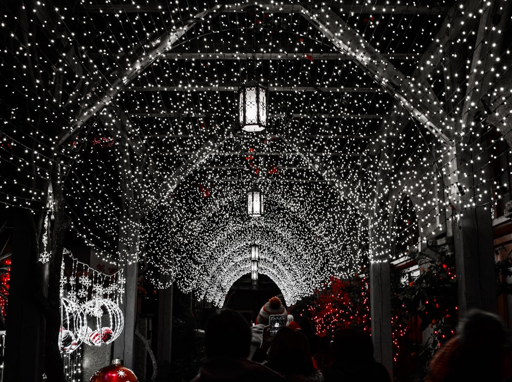 tunnel of string lights