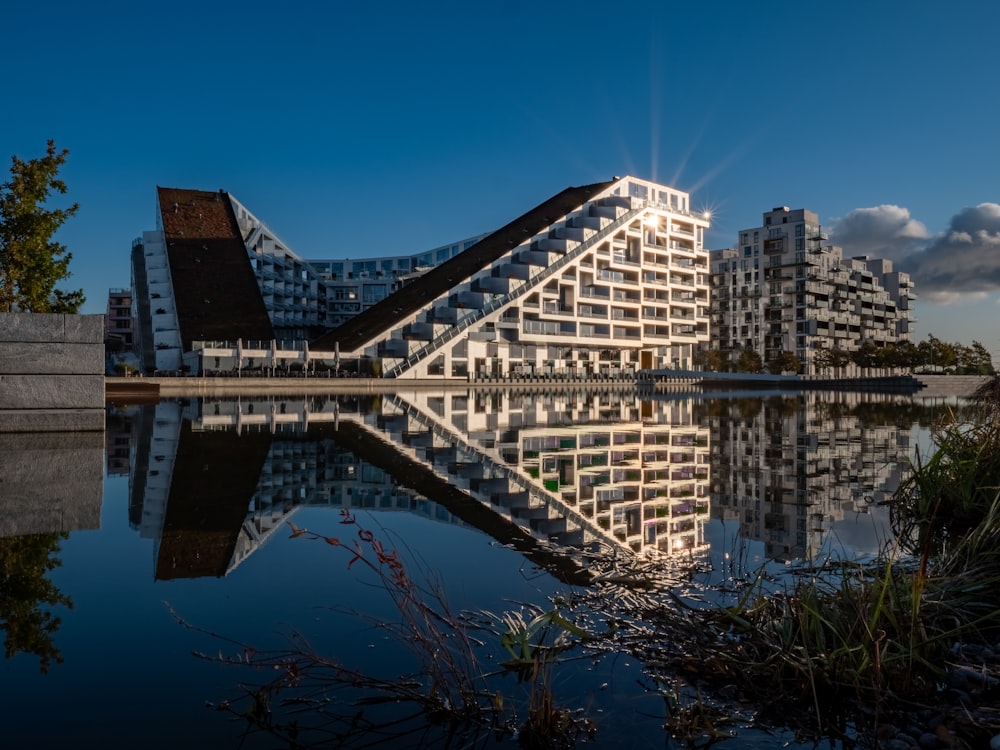 a building that is sitting in the water