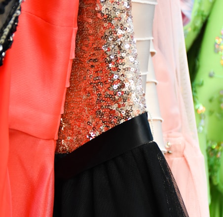 a close up of a dress with sequins on it