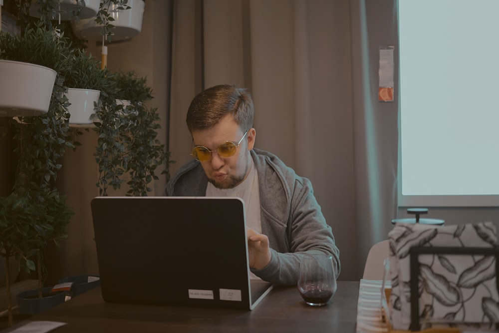 man working on laptop