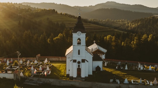 white nad black churcb in Livezi Ciuc Romania