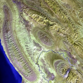 a satellite image of a mountain range