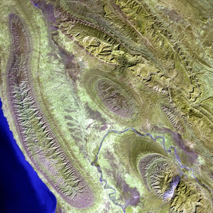 a satellite image of a mountain range