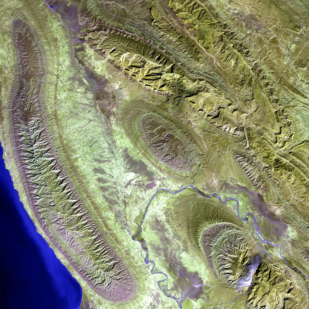 a satellite image of a mountain range