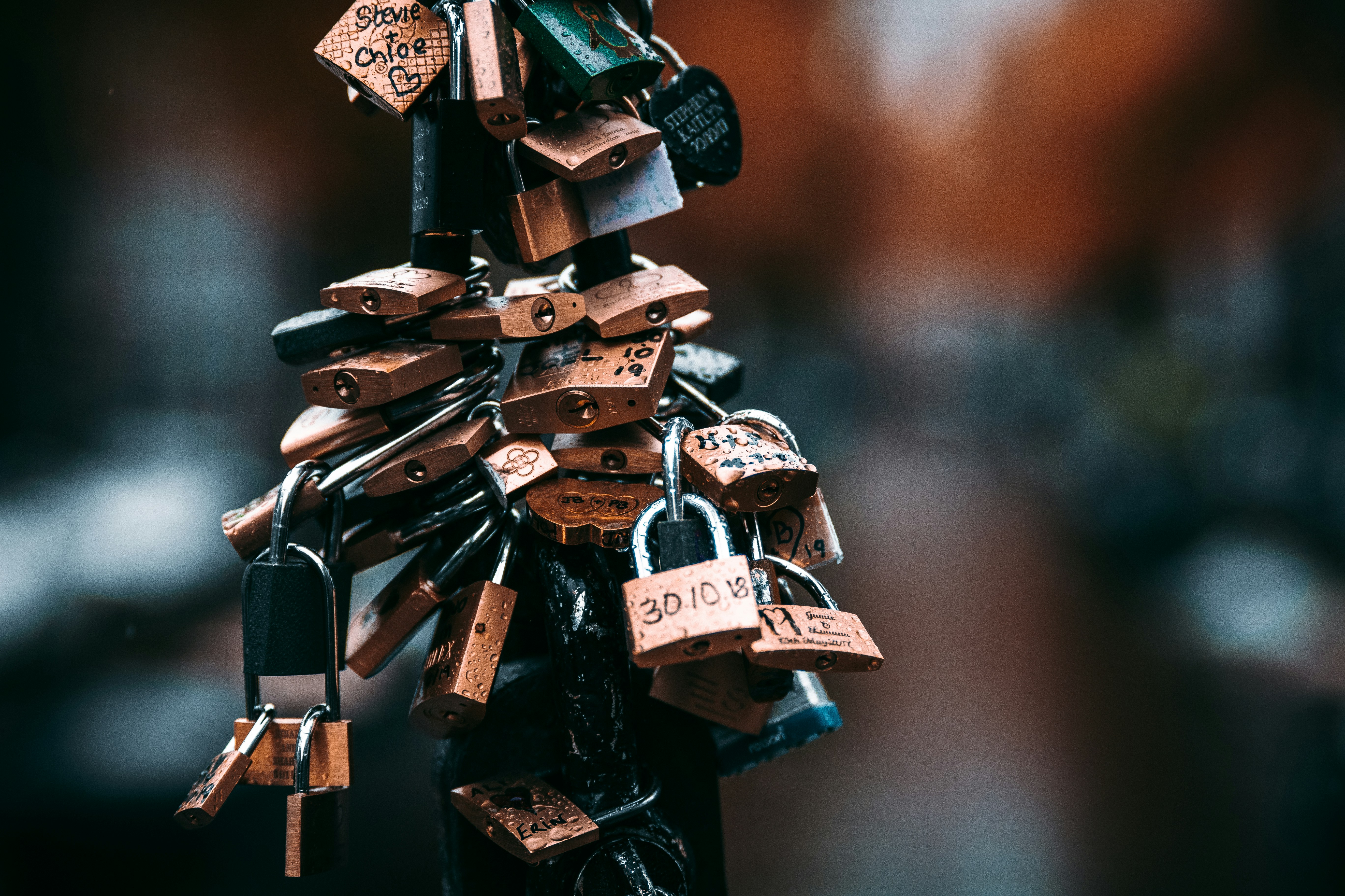 Love locks on bridge