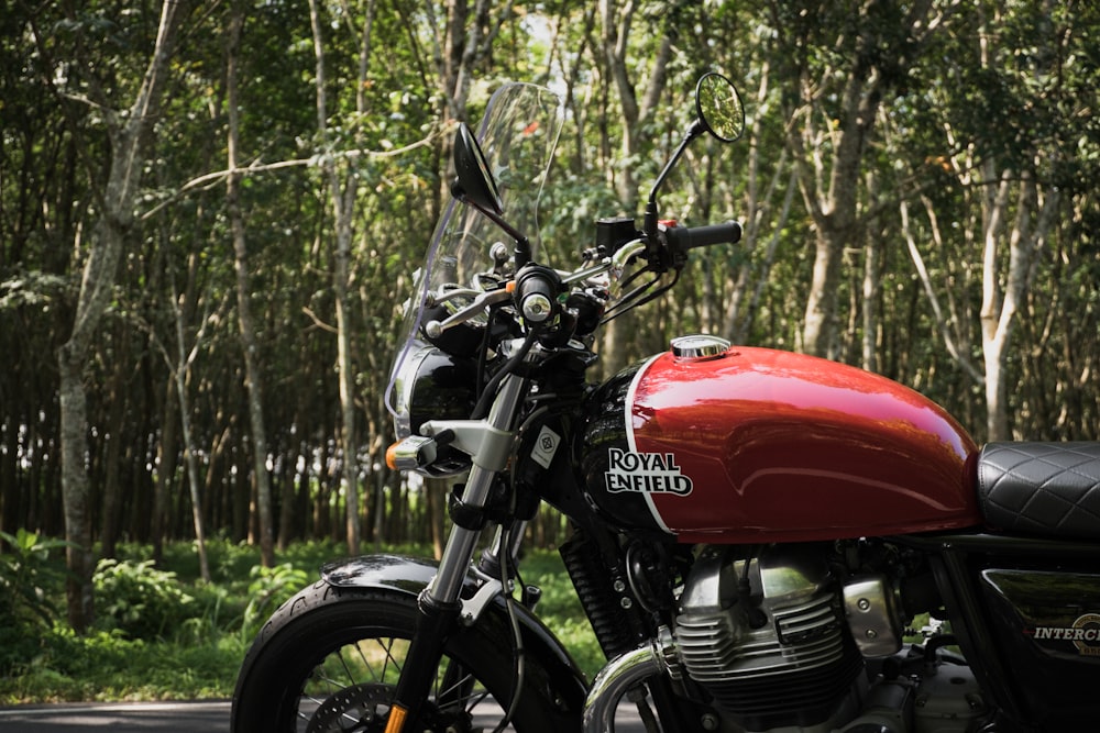 red Royal Enfield motorcycle