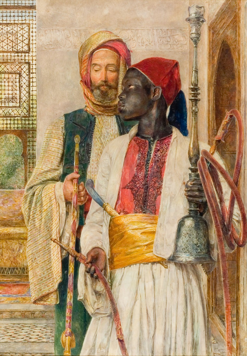a painting of a man and woman standing next to each other