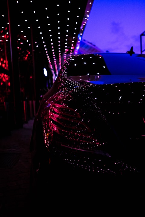 turned-on string lights