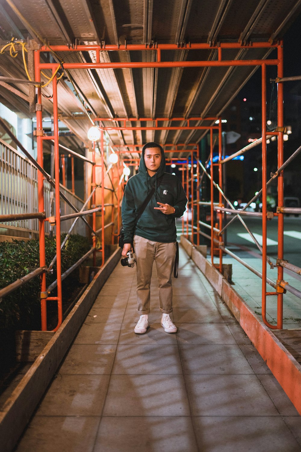 woman wearing brown pants and hoodie