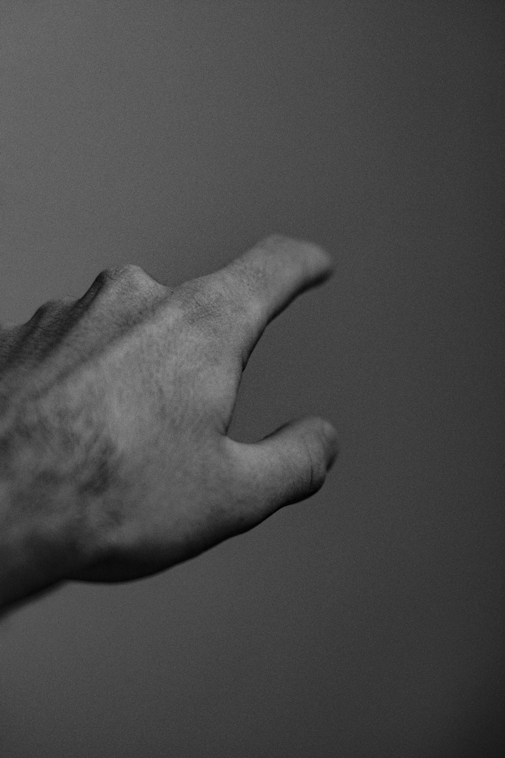 grayscale photography of pointing person