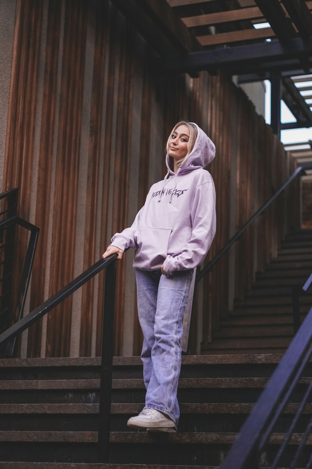 woman on stair