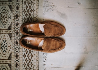 brown suede penny loafers