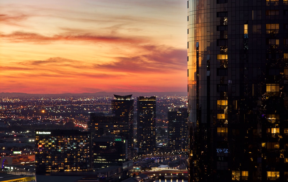 a view of a city at night from a high rise