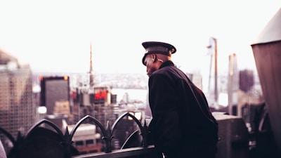 man wearing black coat