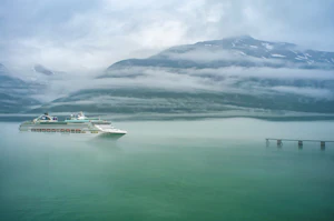 A cruise ship sailing in Alaska