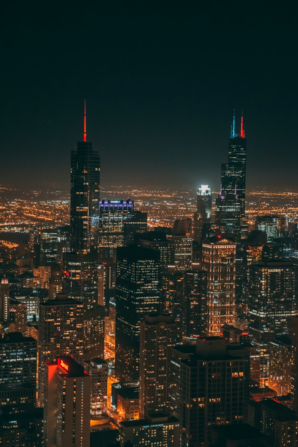 cityscape at night time