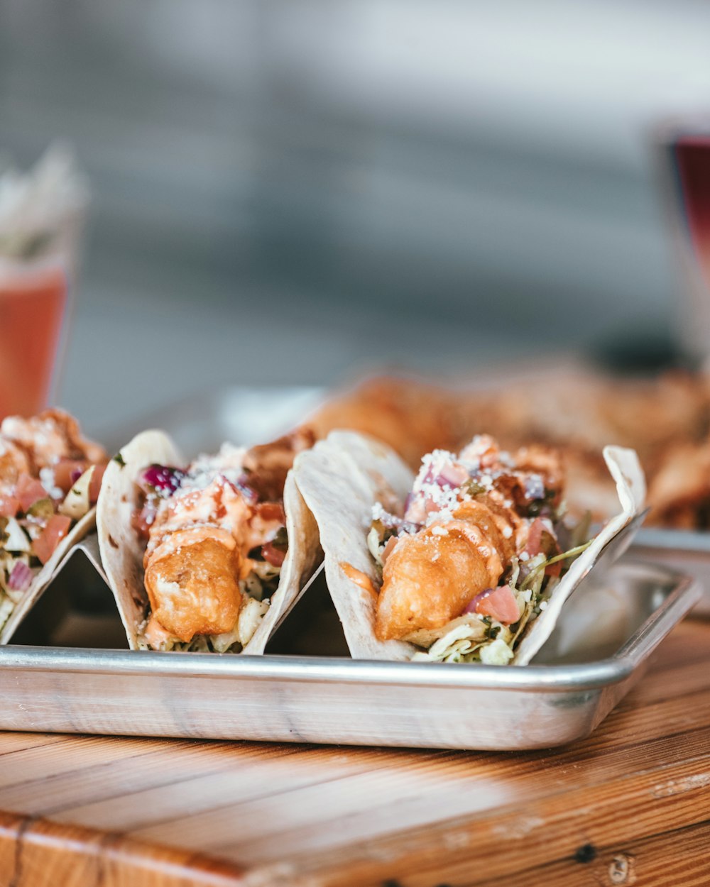 taco food on gray tray