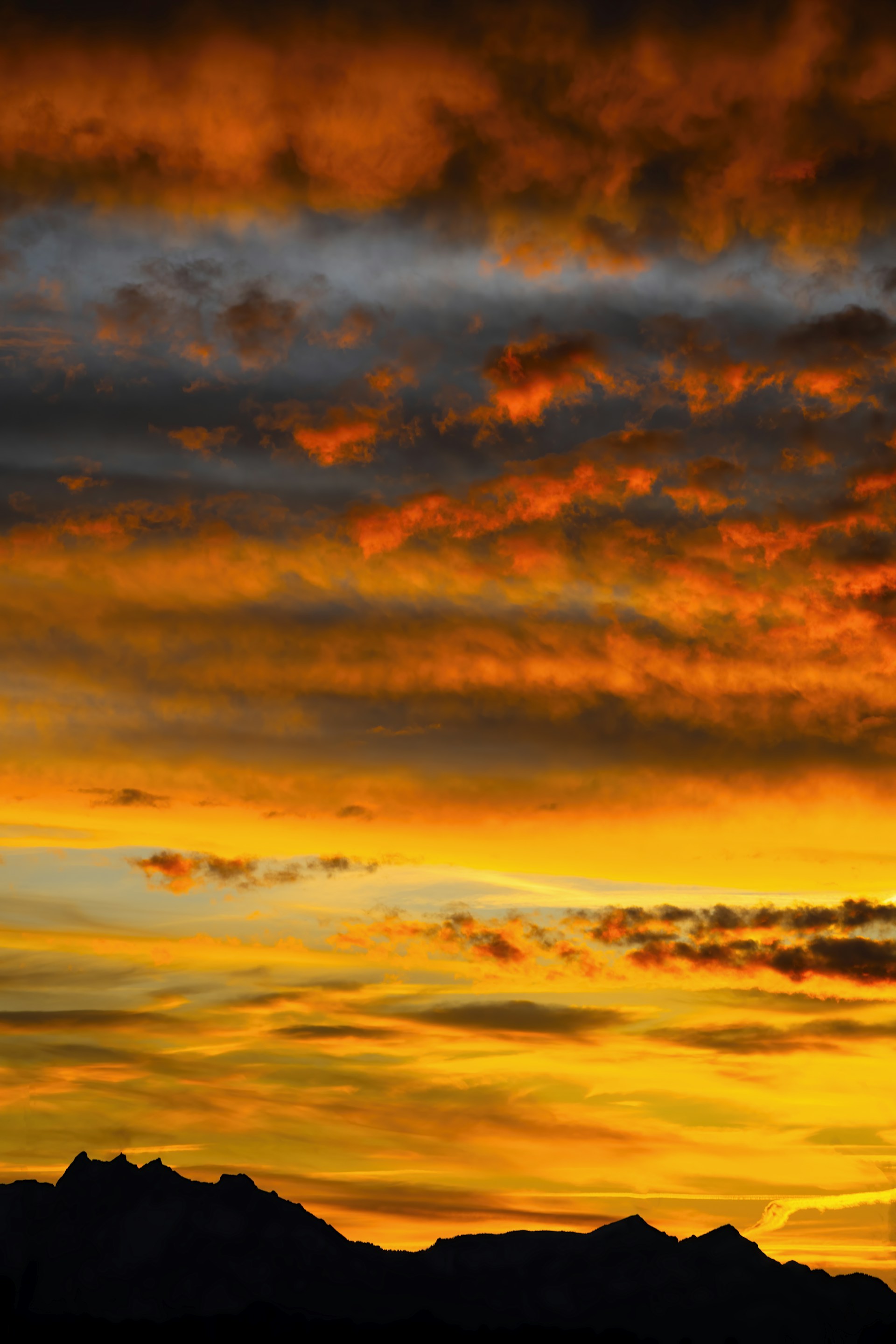 a plane flying in the sky at sunset