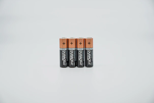 Clean product shot of a durable battery unit designed for home and office use, set against a white backdrop