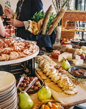 variety of food displayed on a table