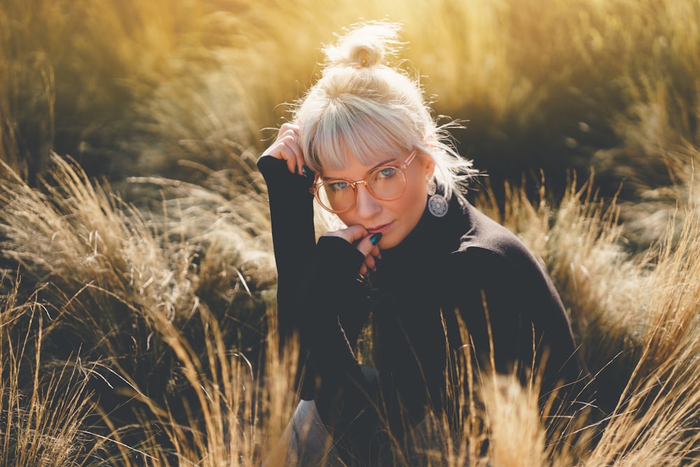 woman wearing black sweater