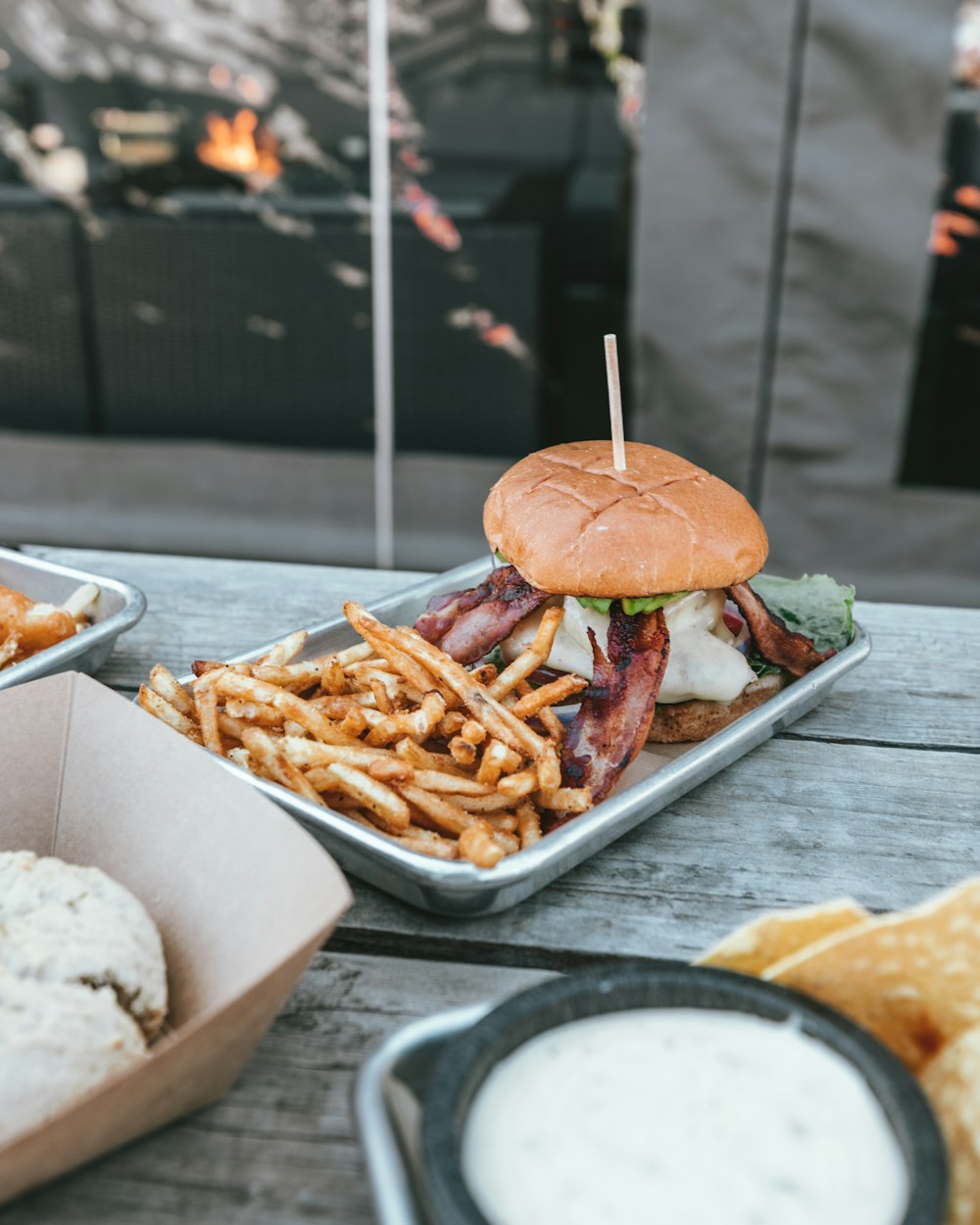 french fries and burger