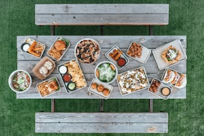 Catering setup with a variety of delicious food options.