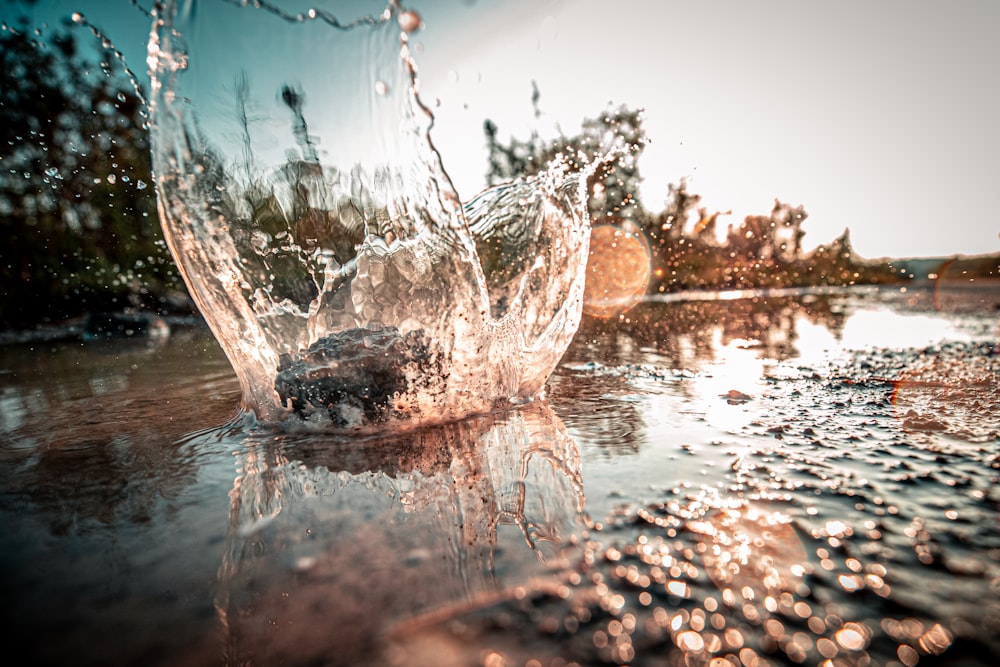 close-up photo of puddle splash