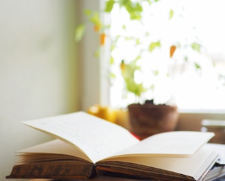 opened book on table