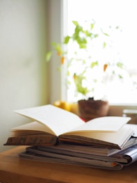 opened book on table