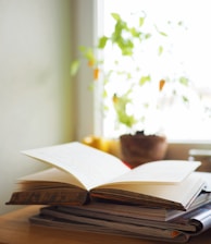 opened book on table