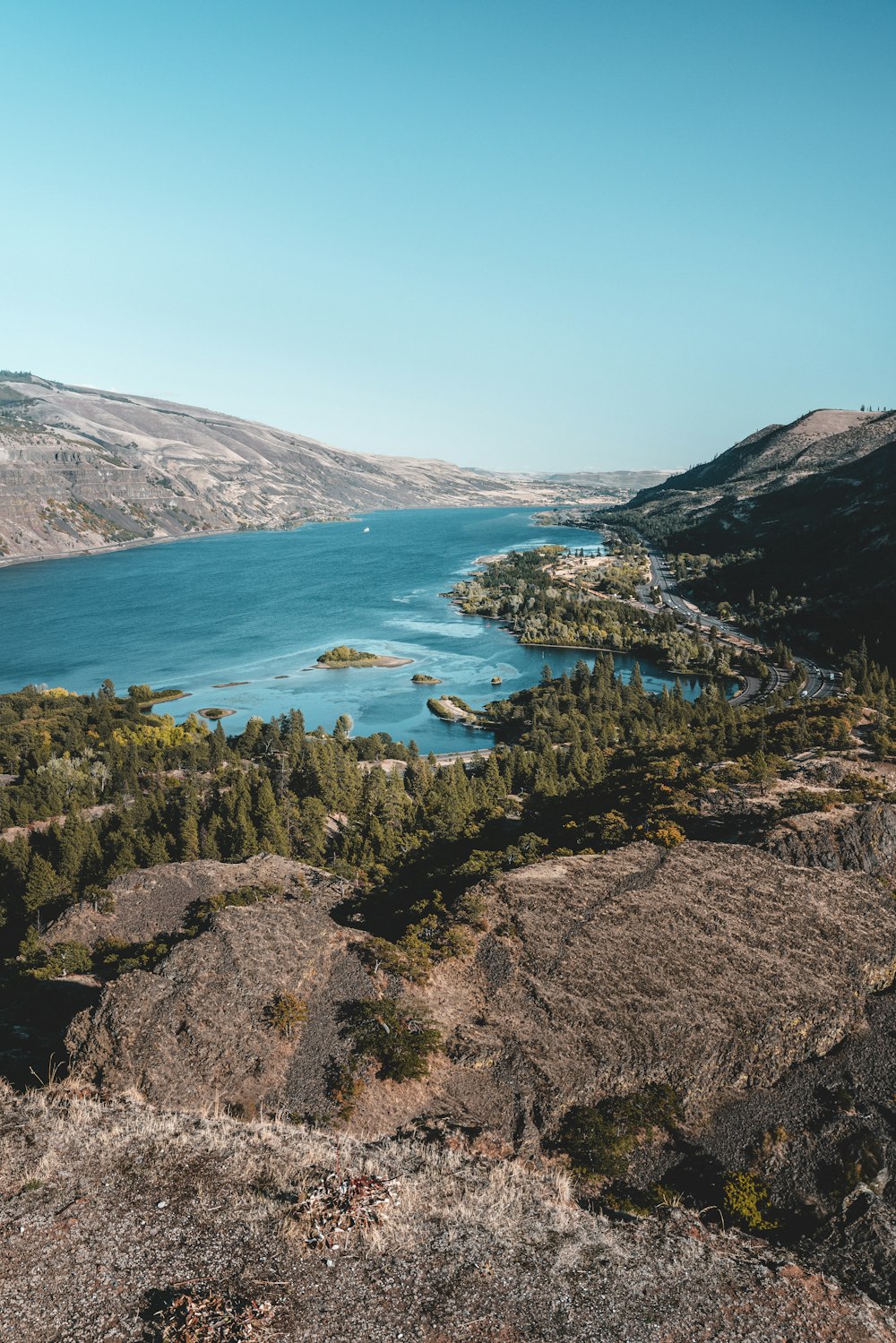 overlooking body of water from island