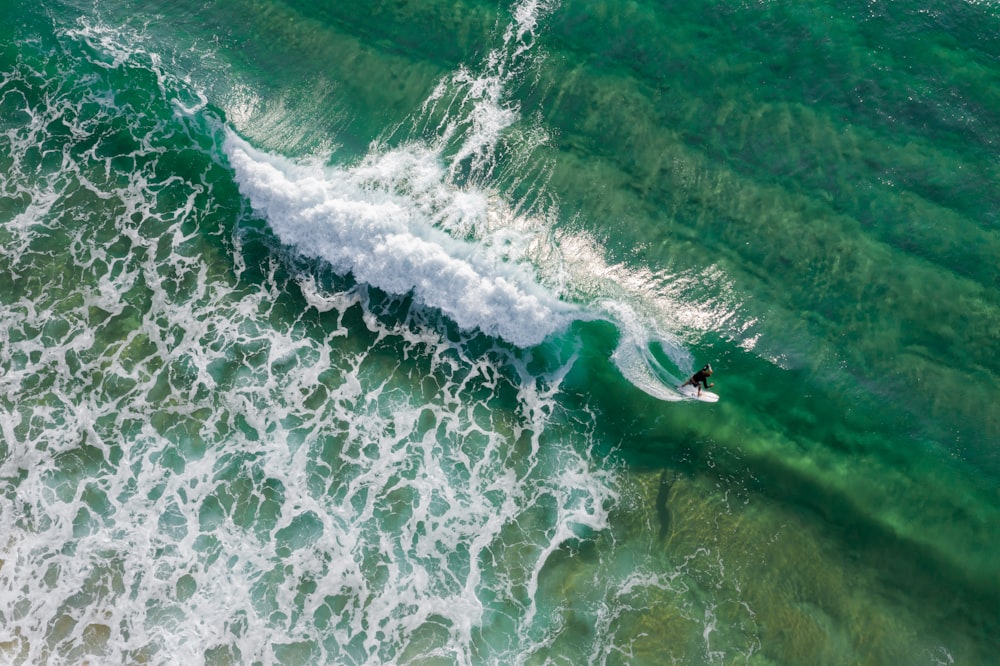 aerial photography of surfing person