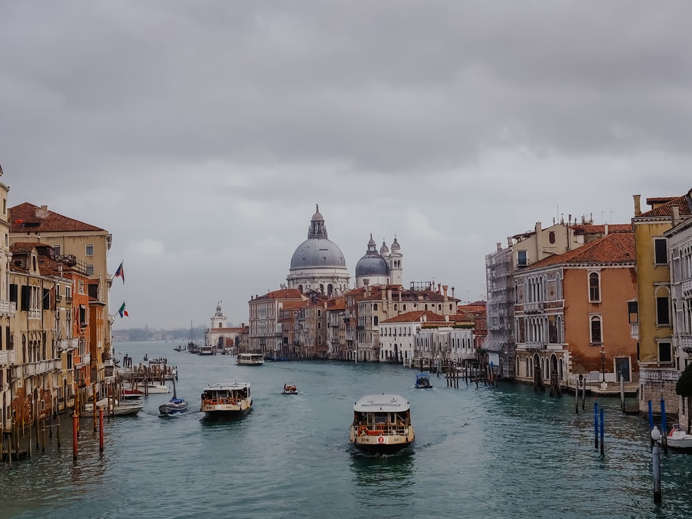 touring boats near buildings during daytime