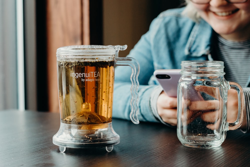 full clear beer mug on table