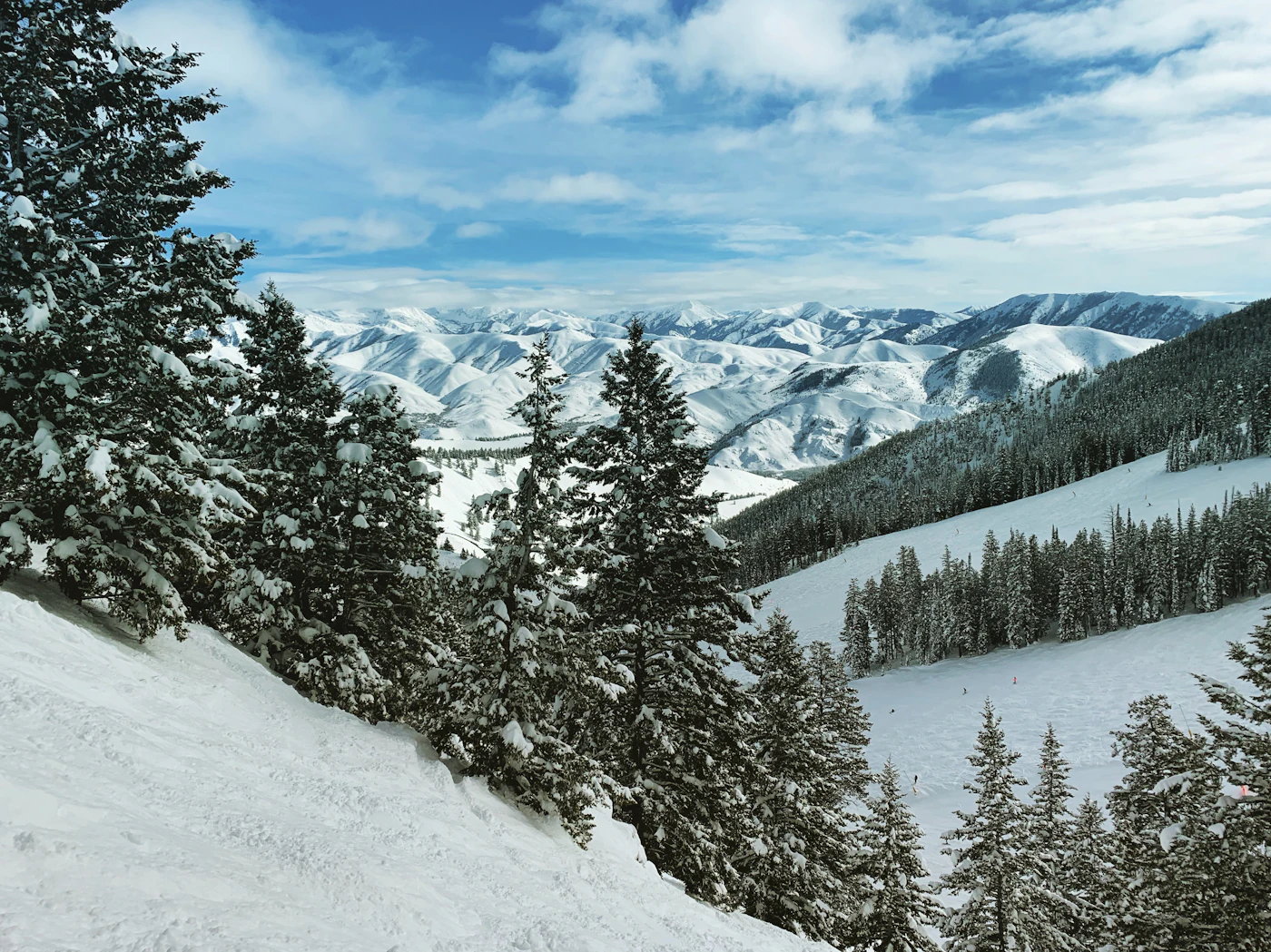 Snow-covered slopes while skiing Sun Valley, Idaho