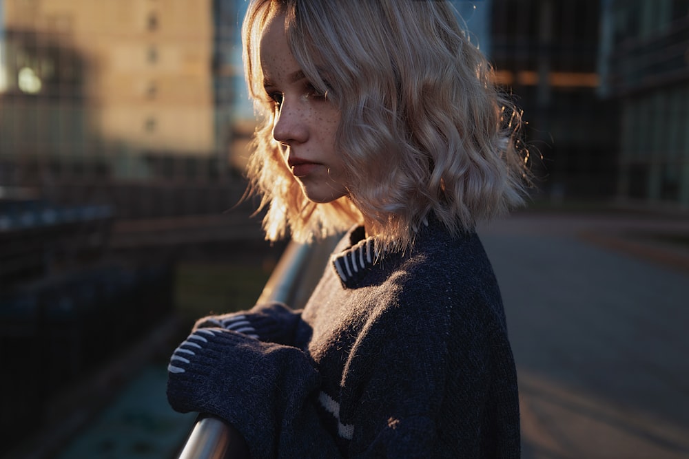 woman wearing black sweater