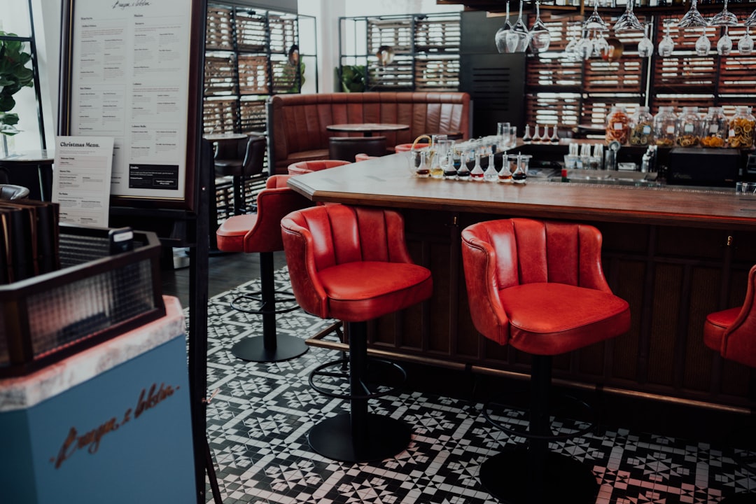 red leather padded stool