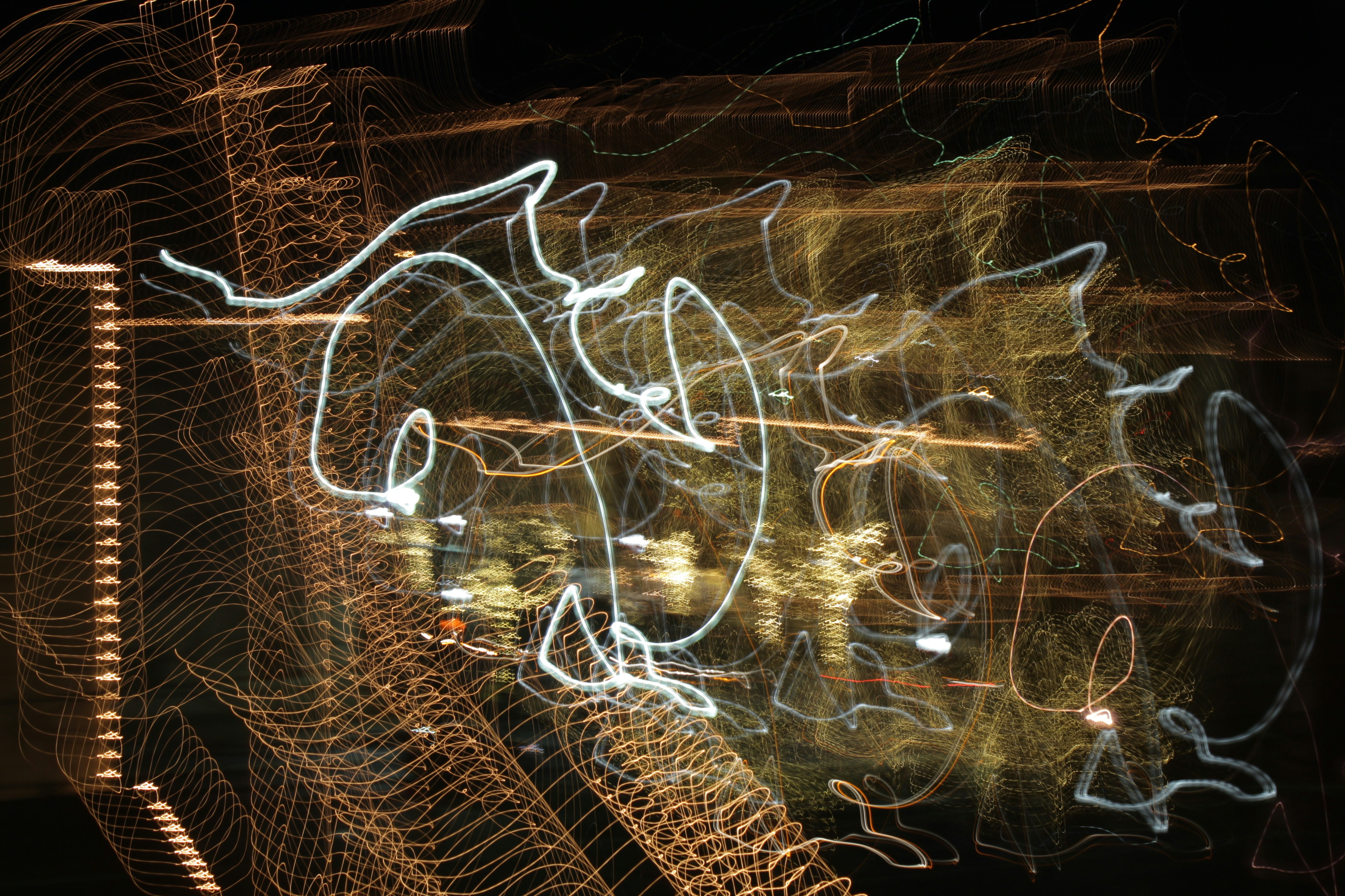 a blurry photo of a building at night