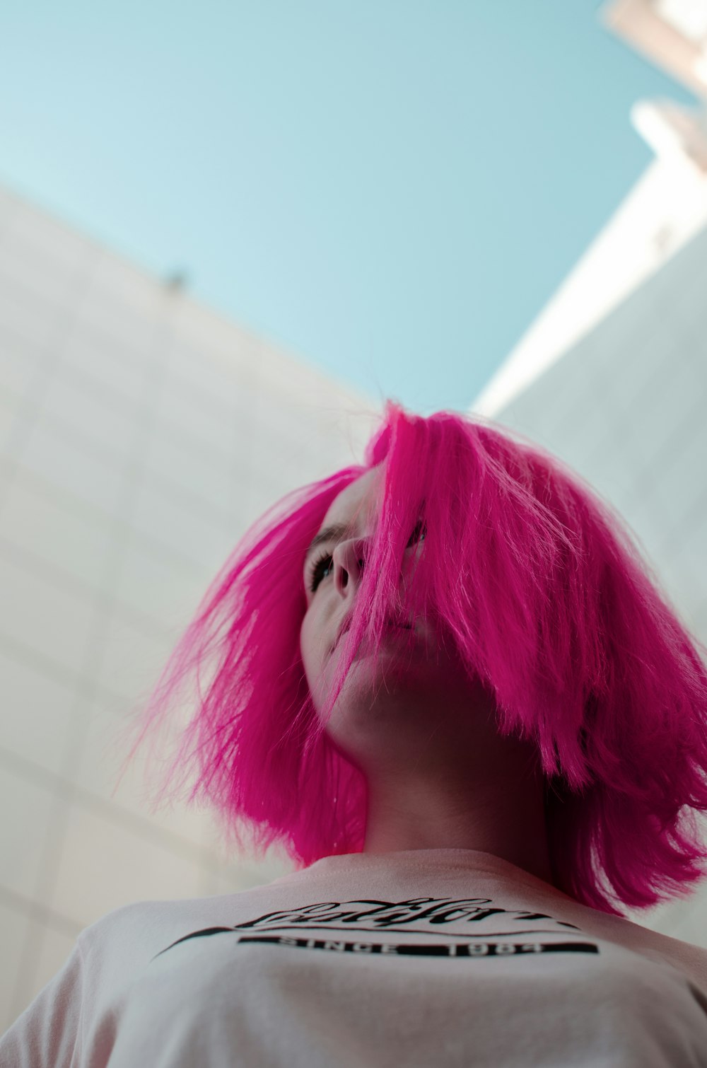 woman with pink hair