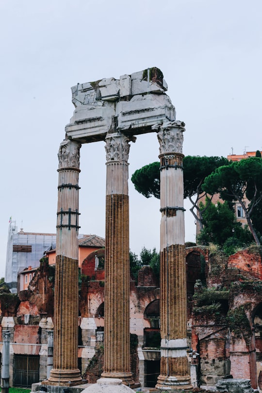 brown concrete posts in Roman Forum Italy