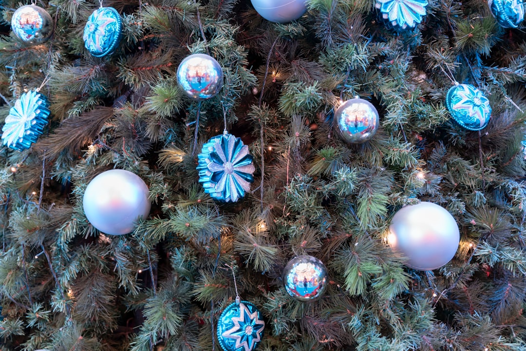 purple and blue baubles