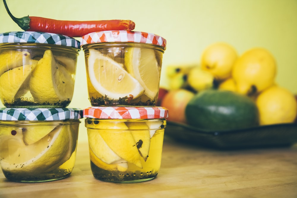 lemon inside jars