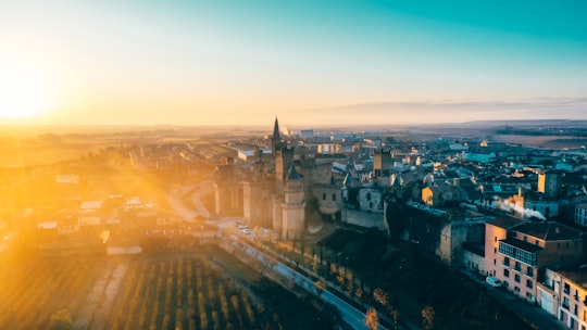 aerial photo of city buildings in Olite Spain